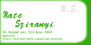 mate sziranyi business card
