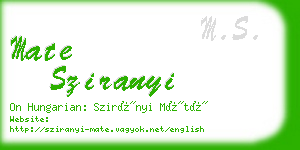 mate sziranyi business card